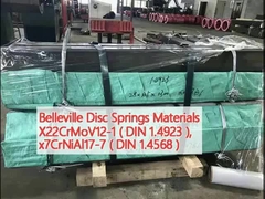 বেলভিল ডিস্ক স্প্রিংস উপাদান X22CrMoV12-1 (DIN 1.4923 ), x7CrNiAl17-7 (DIN 1.4568)
